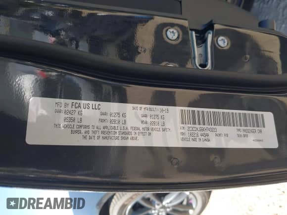 2019 Dodge Charger SXT with VIN 2C3CDXJG6KH743223, listed as a IAAI auction lot 43344866 with 55,661 mi miles and . Bid and sale history available at DreamBid. Image 9.