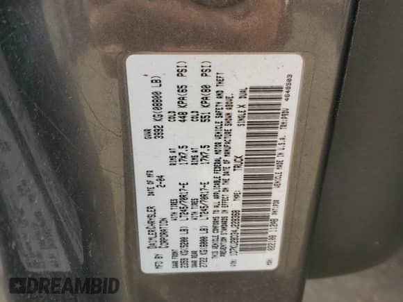2004 Dodge 2500 SLT with VIN 1D7KU28D34J228368, listed as a Copart auction lot 62384255 with 187,594 mi miles and Clean title. Bid and sale history available at DreamBid. Image 12.