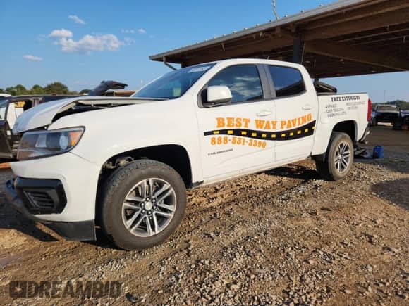 2021 Chevrolet Colorado 2WD Work Truck z VIN 1GCGSBEA1M1155436, wystawiony jako Copart lot #80517265 z przebiegiem 206 872 mil mil oraz Szkoda całkowita • Salvage title. Historia ofert i sprzedaży dostępna na DreamBid. Obrazek 1.
