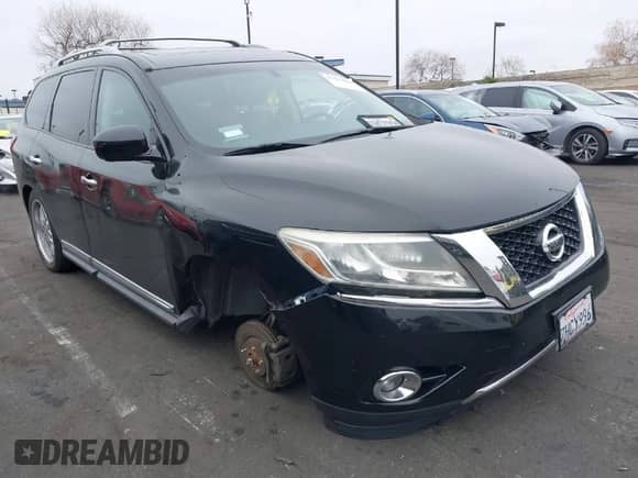 2014 Nissan Pathfinder Platinum with VIN 5N1AR2MN5EC640525, listed as a IAAI auction lot 41884084 with 131,968 mi miles and . Bid and sale history available at DreamBid. Image 1.