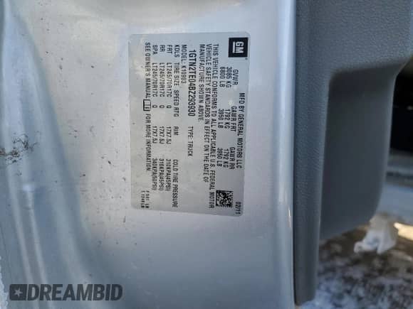2011 GMC Sierra 1500 Work Truck z VIN 1GTN2TE04BZ293930, wystawiony jako Copart lot #89137325 z przebiegiem 105 460 mil mil oraz Szkoda całkowita • Salvage title. Historia ofert i sprzedaży dostępna na DreamBid. Obrazek 15.