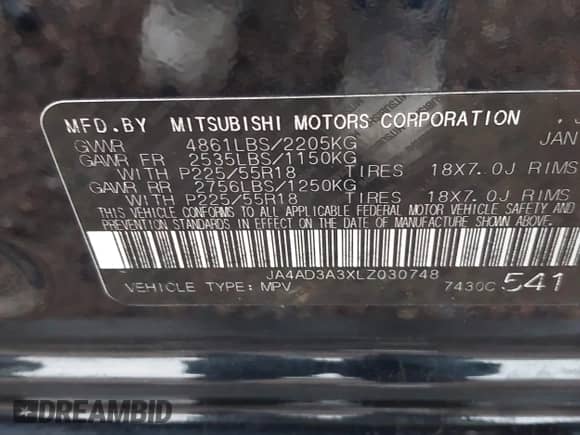 2020 Mitsubishi Outlander SE z VIN JA4AD3A3XLZ030748, wystawiony jako IAAI lot #42352856 z przebiegiem 139 556 mil mil oraz . Historia ofert i sprzedaży dostępna na DreamBid. Obrazek 9.