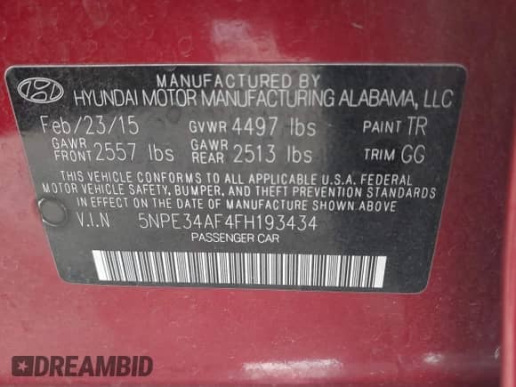 2015 Hyundai Sonata Sport с VIN 5NPE34AF4FH193434, выставлен на аукционе IAAI как лот 43432374 с пробегом 113 352 миль миль и . История ставок и продаж доступна на DreamBid. Изображение 9.