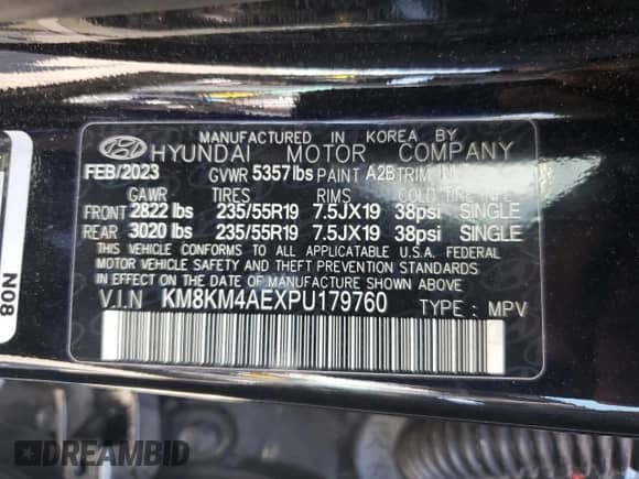 2023 Hyundai Ioniq 5 SE с VIN KM8KM4AEXPU179760, выставлен на аукционе Copart как лот 52369895 с пробегом 24 377 миль миль и Списание • Salvage title. История ставок и продаж доступна на DreamBid. Изображение 14.