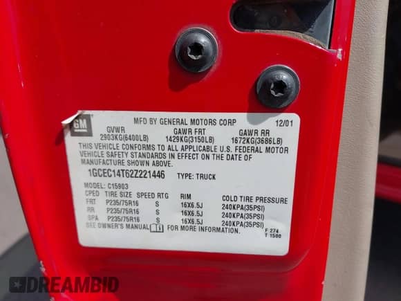 2002 Chevrolet Silverado 1500 LS with VIN 1GCEC14T62Z221446, listed as a IAAI auction lot 42795451 with 118,159 mi miles and . Bid and sale history available at DreamBid. Image 9.