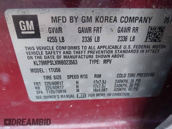 2021 Chevrolet TrailBlazer LT with VIN KL79MPSLXMB023563, listed as a IAAI auction lot 42548868 with 94,277 mi miles and . Bid and sale history available at DreamBid. Image 9.