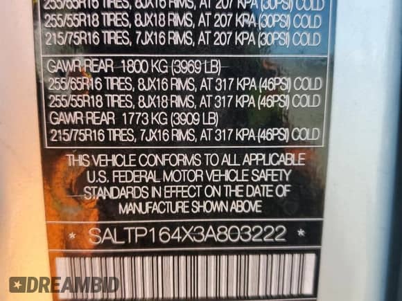 2003 Land Rover Discovery with VIN SALTP164X3A803222, listed as a Copart auction lot 49445645 with Not provided miles and Salvage title. Bid and sale history available at DreamBid. Image 14.