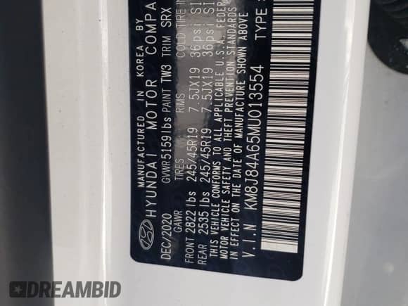 2021 Hyundai NEXO Limited с VIN KM8J84A65MU013554, выставлен на аукционе Copart как лот 62621393 с пробегом 11 237 миль миль и Списание • Salvage title. История ставок и продаж доступна на DreamBid. Изображение 13.