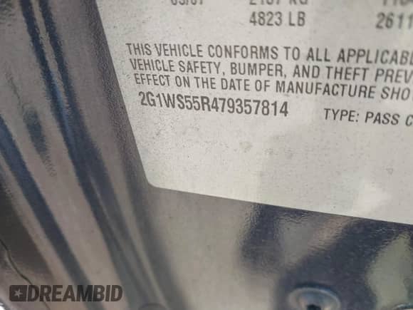 2007 Chevrolet Impala Police Police с VIN 2G1WS55R479357814, выставлен на аукционе IAAI как лот 39246475 с пробегом 241 538 миль миль и . История ставок и продаж доступна на DreamBid. Изображение 9.