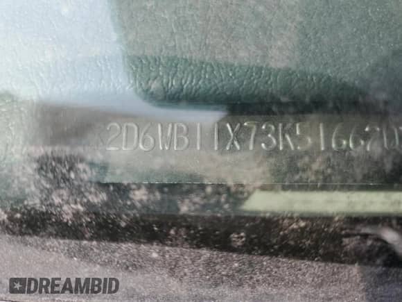 2003 Dodge RAM with VIN 2D6WB11X73K516620, listed as a Copart auction lot 67366355 with 80,156 mi miles and Clean title. Bid and sale history available at DreamBid. Image 13.