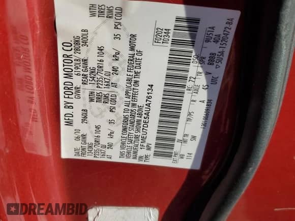 2010 Ford Explorer XLT z VIN 1FMEU7DE5AUA76134, wystawiony jako Copart lot #71041465 z przebiegiem 243 260 mil mil oraz Szkoda całkowita • Salvage title. Historia ofert i sprzedaży dostępna na DreamBid. Obrazek 13.