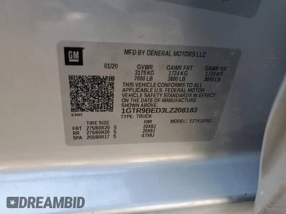 2020 GMC Sierra 1500 SLE с VIN 1GTR9BED3LZ208183, выставлен на аукционе Copart как лот 72060134 с пробегом 63 156 миль миль и Списание • Salvage title. История ставок и продаж доступна на DreamBid. Изображение 13.