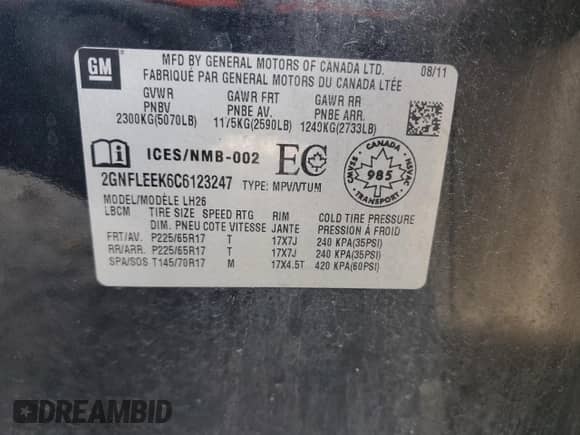 2012 Chevrolet Equinox 1LT z VIN 2GNFLEEK6C6123247, wystawiony jako Copart lot #65521825 z przebiegiem 114 065 mil mil oraz Czysty tytuł • Clean title. Historia ofert i sprzedaży dostępna na DreamBid. Obrazek 13.