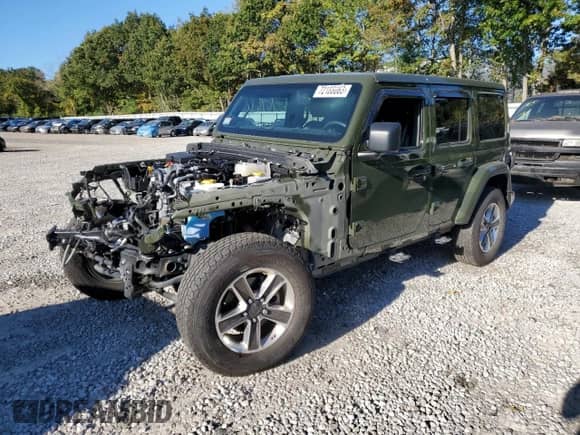 2022 Jeep Wrangler Unlimited Sahara Altitude with VIN 1C4HJXEG0NW255878, listed as a Copart auction lot 41437565 with 33,328 mi miles and Non repairable. Bid and sale history available at DreamBid. Image 1.