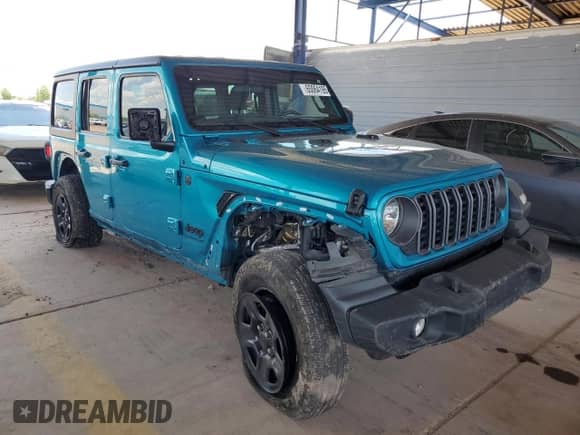 2024 Jeep Wrangler Willys with VIN 1C4PJXDG3RW247003, listed as a Copart auction lot 65064195 with 26,741 mi miles and Salvage title. Bid and sale history available at DreamBid. Image 4.
