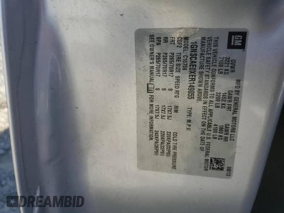 2014 Chevrolet Tahoe LS с VIN 1GNSCAE0XER149055, выставлен на аукционе Copart как лот 80572624 с пробегом 109 999 миль миль и Чистый • Clean title. История ставок и продаж доступна на DreamBid. Изображение 13.