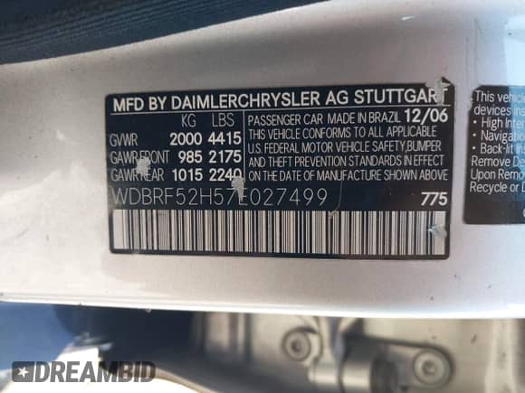 2007 Mercedes-Benz C 230 Sport z VIN WDBRF52H57E027499, wystawiony jako IAAI lot #43476960 z przebiegiem 160 163 mil mil oraz . Historia ofert i sprzedaży dostępna na DreamBid. Obrazek 9.