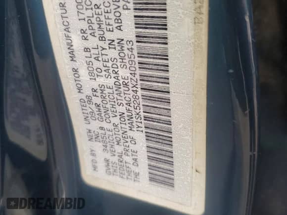 1999 Chevrolet Prizm с VIN 1Y1SK5284XZ409543, выставлен на аукционе Copart как лот 84379805 с пробегом Не указан миль и Списание • Salvage title. История ставок и продаж доступна на DreamBid. Изображение 12.