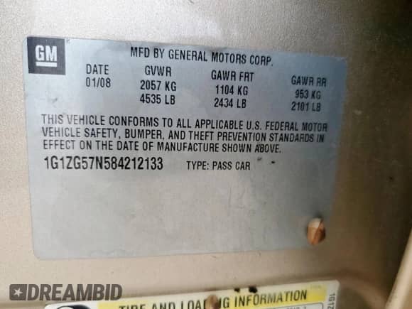 2008 Chevrolet Malibu 1FL с VIN 1G1ZG57N584212133, выставлен на аукционе Copart как лот 57344675 с пробегом 136 673 миль миль и Списание • Salvage title. История ставок и продаж доступна на DreamBid. Изображение 13.