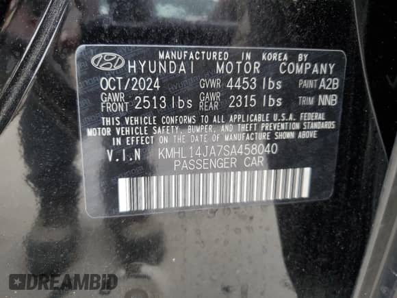 2025 Hyundai Sonata SEL Convenience z VIN KMHL14JA7SA458040, wystawiony jako Copart lot #81566365 z przebiegiem 8 374 mil mil oraz Szkoda całkowita • Salvage title. Historia ofert i sprzedaży dostępna na DreamBid. Obrazek 12.