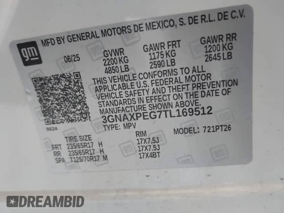 2026 Chevrolet Equinox AWD LT с VIN 3GNAXPEG7TL169512, выставлен на аукционе IAAI как лот 43203863 с пробегом Не указан миль и . История ставок и продаж доступна на DreamBid. Изображение 9.