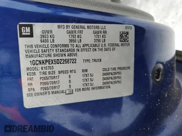 2013 Chevrolet Silverado 1500 Work Truck z VIN 1GCNKPEX5DZ268722, wystawiony jako Copart lot #87367074 z przebiegiem 64 669 mil mil oraz Szkoda całkowita • Salvage title. Historia ofert i sprzedaży dostępna na DreamBid. Obrazek 13.