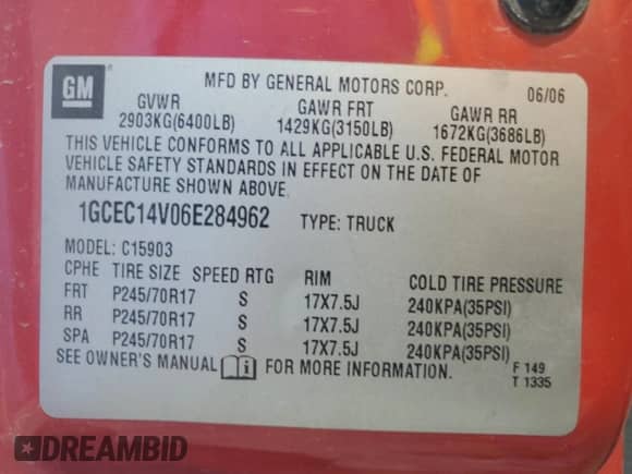 2006 Chevrolet Silverado 1500 Work Truck z VIN 1GCEC14V06E284962, wystawiony jako Copart lot #63103685 z przebiegiem 231 471 mil mil oraz Szkoda całkowita • Salvage title. Historia ofert i sprzedaży dostępna na DreamBid. Obrazek 12.