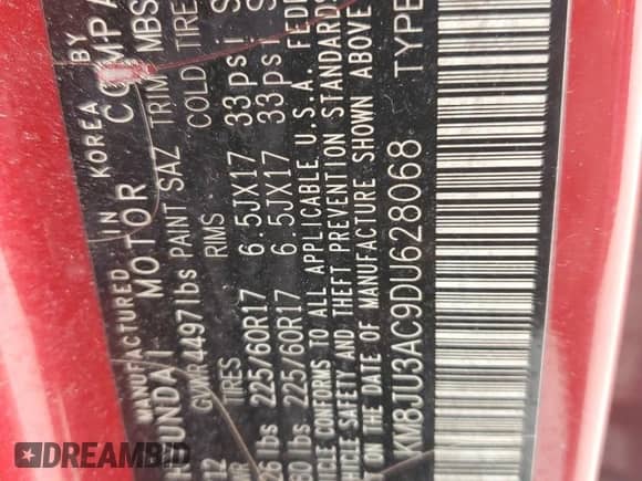 2013 Hyundai Tucson Limited с VIN KM8JU3AC9DU628068, выставлен на аукционе Copart как лот 84571025 с пробегом 83 358 миль миль и Списание • Salvage title. История ставок и продаж доступна на DreamBid. Изображение 12.