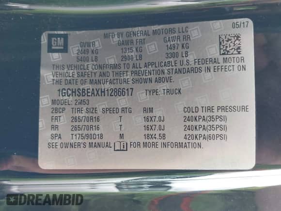 2017 Chevrolet Colorado 2WD WT с VIN 1GCHSBEAXH1286617, выставлен на аукционе IAAI как лот 42744849 с пробегом 73 106 миль миль и . История ставок и продаж доступна на DreamBid. Изображение 9.