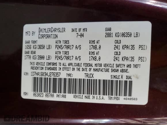 2004 Dodge 1500 ST z VIN 1D7HA16K94J276357, wystawiony jako Copart lot #62634005 z przebiegiem 92 990 mil mil oraz Czysty tytuł • Clean title. Historia ofert i sprzedaży dostępna na DreamBid. Obrazek 12.