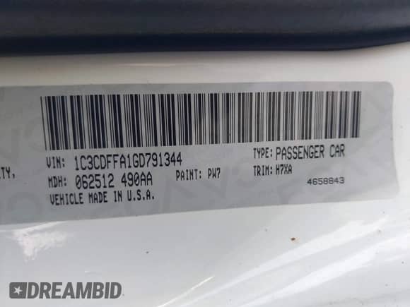 2016 Dodge Dart SXT Sport with VIN 1C3CDFFA1GD791344, listed as a IAAI auction lot 41723518 with 71,580 mi miles and . Bid and sale history available at DreamBid. Image 9.