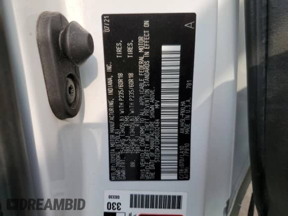 2021 Toyota Sienna Limited z VIN 5TDZSKFC6MS032484, wystawiony jako Copart lot #59463945 z przebiegiem 56 707 mil mil oraz Szkoda całkowita • Salvage title. Historia ofert i sprzedaży dostępna na DreamBid. Obrazek 13.