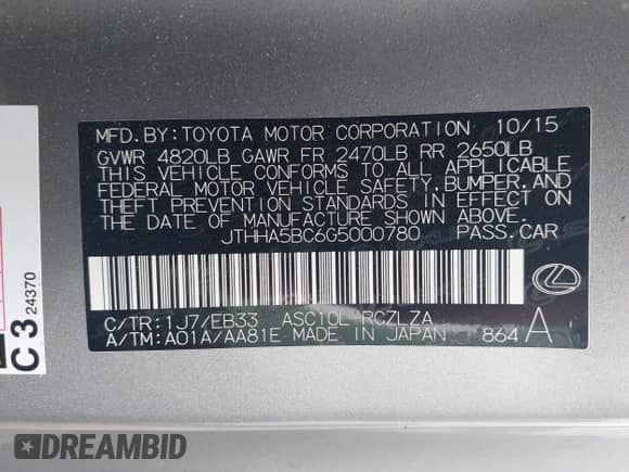 2016 Lexus RC 200t F Sport с VIN JTHHA5BC6G5000780, выставлен на аукционе IAAI как лот 43255321 с пробегом 80 499 миль миль и . История ставок и продаж доступна на DreamBid. Изображение 9.