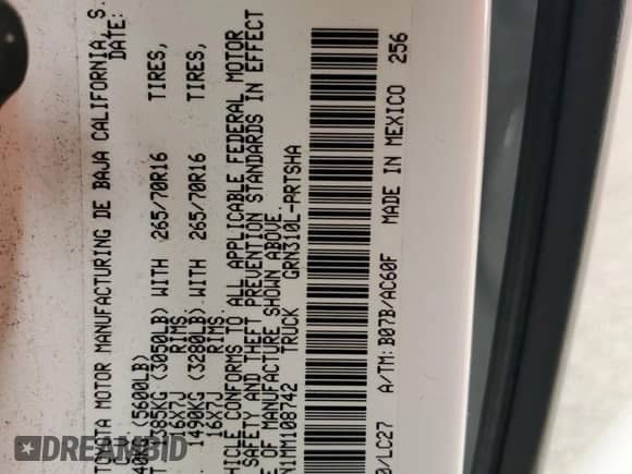 2021 Toyota Tacoma SR5 с VIN 3TMDZ5BN1MM108742, выставлен на аукционе Copart как лот 80140535 с пробегом 52 922 миль миль и Списание • Salvage title. История ставок и продаж доступна на DreamBid. Изображение 13.