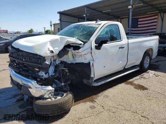 2024 Chevrolet Silverado 1500 Work Truck z VIN 3GCNAAED5RG386217, wystawiony jako Copart lot #53159225 z przebiegiem Nie podano mil oraz Szkoda całkowita • Salvage title. Historia ofert i sprzedaży dostępna na DreamBid. Obrazek 1.