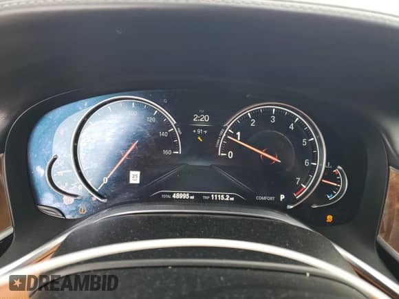 2019 BMW 7 Series 750i with VIN WBA7F0C53KGM25904, listed as a Copart auction lot 64657215 with 48,995 mi miles and Salvage title. Bid and sale history available at DreamBid. Image 9.
