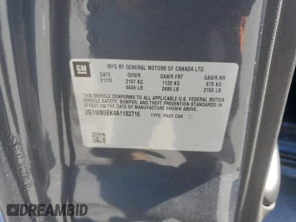 2010 Chevrolet Impala LT с VIN 2G1WB5EK4A1182716, выставлен на аукционе Copart как лот 84381165 с пробегом 153 092 миль миль и Списание • Salvage title. История ставок и продаж доступна на DreamBid. Изображение 12.