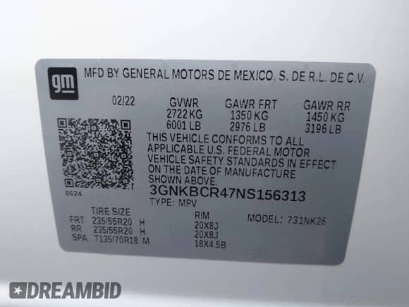 2022 Chevrolet Blazer LT с VIN 3GNKBCR47NS156313, выставлен на аукционе IAAI как лот 42665654 с пробегом 44 099 миль миль и . История ставок и продаж доступна на DreamBid. Изображение 9.