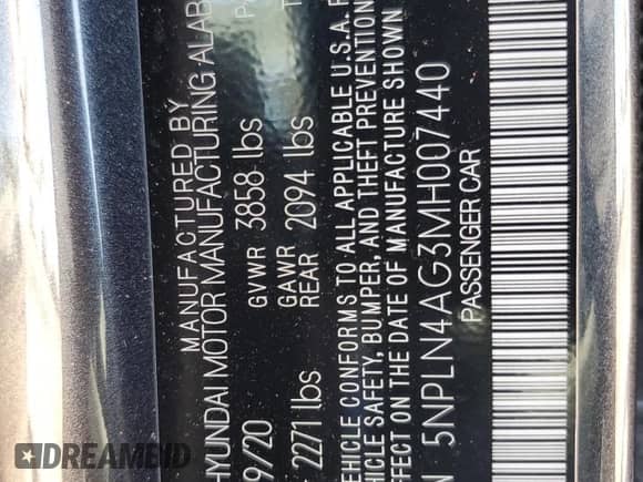 2021 Hyundai Elantra SEL с VIN 5NPLN4AG3MH007440, выставлен на аукционе Copart как лот 69981205 с пробегом 35 747 миль миль и Списание • Salvage title. История ставок и продаж доступна на DreamBid. Изображение 13.