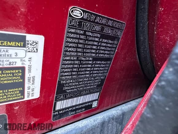 2021 Land Rover Range Rover Sport HSE Silver Edition z VIN SALWR2SU8MA764845, wystawiony jako Copart lot #71550125 z przebiegiem 156 430 mil mil oraz Czysty tytuł • Clean title. Historia ofert i sprzedaży dostępna na DreamBid. Obrazek 10.