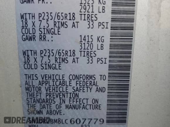 2020 Nissan Pathfinder SV with VIN 5N1DR2BM8LC607779, listed as a Copart auction lot 81617665 with 103,113 mi miles and Clean title. Bid and sale history available at DreamBid. Image 14.