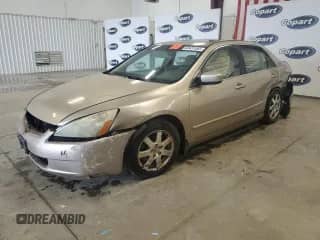 2005 Honda Accord EX-L with VIN 1HGCM66845A044801, listed as a Copart auction lot 68431665 with 155,480 mi miles and Salvage title. Bid and sale history available at DreamBid. Image 1.