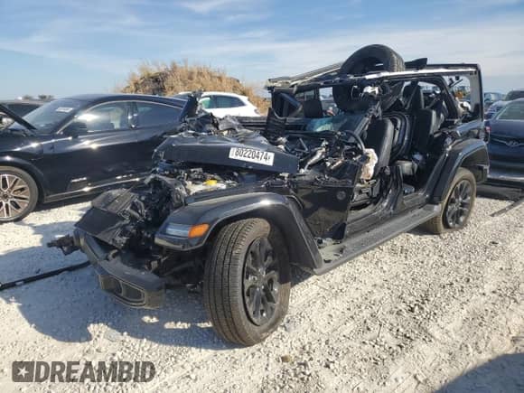 2023 Jeep Wrangler Sahara с VIN 1C4HJXEG8PW538158, выставлен на аукционе Copart как лот 80220474 с пробегом Не указан миль и На запчасти • Non repairable. История ставок и продаж доступна на DreamBid. Изображение 1.