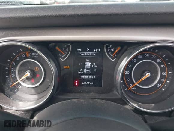 2019 Jeep Wrangler Sport S with VIN 1C4GJXAG4KW652569, listed as a IAAI auction lot 42116457 with 46,007 mi miles and . Bid and sale history available at DreamBid. Image 7.