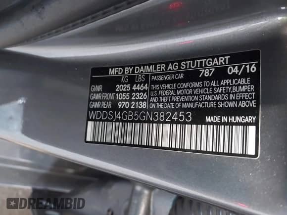 2016 Mercedes-Benz CLA 250 с VIN WDDSJ4GB5GN382453, выставлен на аукционе IAAI как лот 43104584 с пробегом Не указан миль и . История ставок и продаж доступна на DreamBid. Изображение 9.