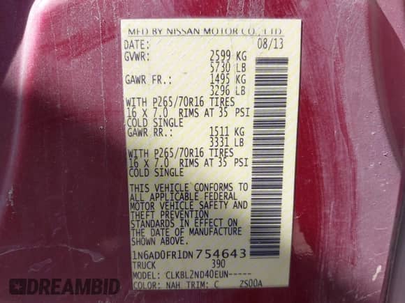 2013 Nissan Frontier SV с VIN 1N6AD0FR1DN754643, выставлен на аукционе IAAI как лот 41935782 с пробегом 129 694 миль миль и . История ставок и продаж доступна на DreamBid. Изображение 9.