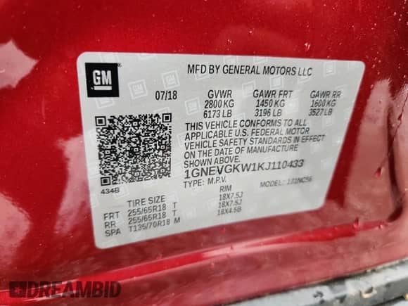 2019 Chevrolet Traverse LT Cloth с VIN 1GNEVGKW1KJ110433, выставлен на аукционе Copart как лот 81858745 с пробегом 93 715 миль миль и Списание • Salvage title. История ставок и продаж доступна на DreamBid. Изображение 13.