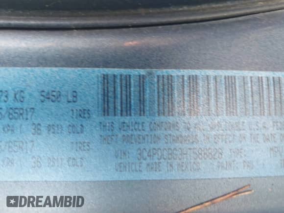 2017 Dodge Journey SXT with VIN 3C4PDCBG3HT588828, listed as a IAAI auction lot 42037868 with Not provided miles and . Bid and sale history available at DreamBid. Image 9.