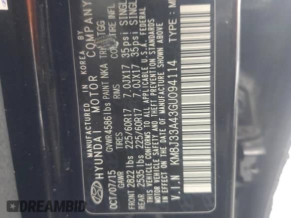 2016 Hyundai Tucson SE z VIN KM8J33A43GU094114, wystawiony jako Copart lot #81971795 z przebiegiem 131 351 mil mil oraz Szkoda całkowita • Salvage title. Historia ofert i sprzedaży dostępna na DreamBid. Obrazek 13.