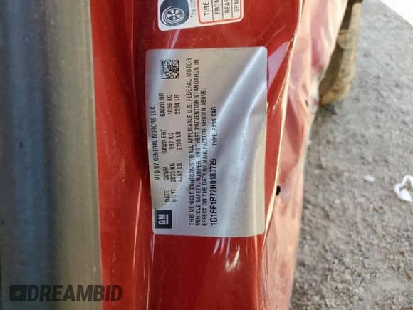 2017 Chevrolet Camaro 1SS z VIN 1G1FF1R72H0180729, wystawiony jako Copart lot #69477595 z przebiegiem 147 697 mil mil oraz Szkoda całkowita • Salvage title. Historia ofert i sprzedaży dostępna na DreamBid. Obrazek 12.